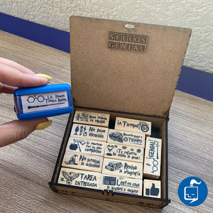SET DE SELLOS DIDÁCTICOS MADERA 5X2 CM COMBO 2